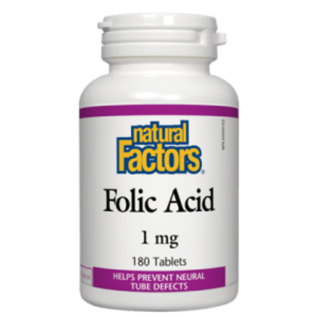 Acide folique 1 mg (90 capsules) Natural Factors.